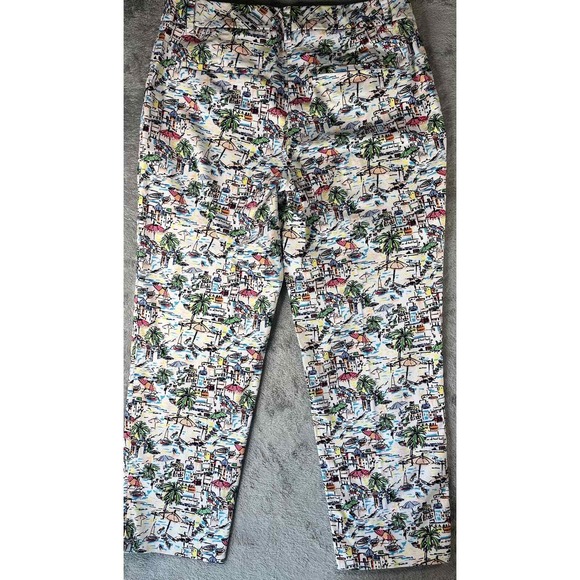 Talbots Petite Ankle Pants Beach Town Print Colorful Cotton Casual Ladies - Picture 4 of 9
